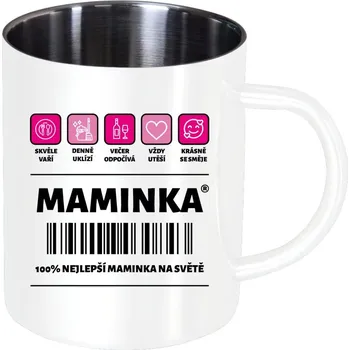 Nerezový hrnek Čárový kód - maminka