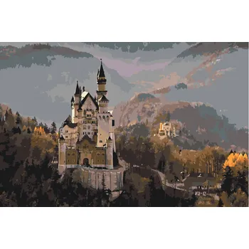 Malování podle čísel - Zámek Neuschwanstein Velikost: 40x60cm, Rámování: Pouze srolované plátno