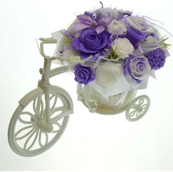 umělá květina Mýdlová kytice kolo - fialovo bílá