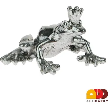 Žába s korunkou ve stříbrné barvě 9 cm (Soška žáby )