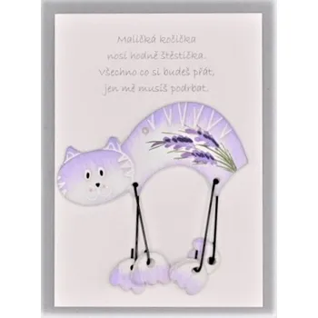 Kočka Přání keramická kočička LEVANDULOVÁ