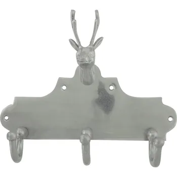 Věšák Nástěnný kovový stříbrný věšák s jelenem - 24*11*31cm