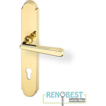 Dveřní kování AC-T Dveřní kování ALT WIEN ochranné kování mosaz Rozteč: 92 mm, Provedení: klika levá PZ/koule, Povrchová úprava: mosaz