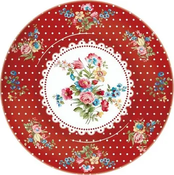 Talíř Easy Life, Itálie Easy Life - Porcelánový talíř JARDIN SECRET červený v dárkové krabičce - 32 cm