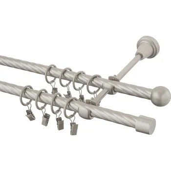 Garnýž Garnýž kovová 200 cm kroucená dvouřadá - dvojitá 16 Válec chrom mat