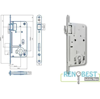 zadlabací zámek HOBES Zámek zadlabací 24028, rozteč 90 mm, zádlab 80 mm Varianty: 24028