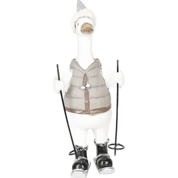 Dekorativní soška husy na lyžích v zimní vestě - 23*9*10 cm