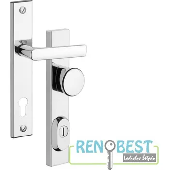 Dveřní kování ROSTEX Bezpečnostní kování R1 Rozteč: 90 mm, Provedení: klika/madlo, Povrchová úprava: chrom - nerez