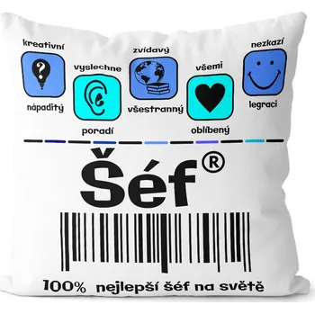 Dekorativní polštářek Polštářek Šéf 100% (Velikost: 40 x 40 cm)