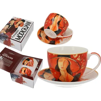Carmani® Carmani - Šálek s podšálkem A. Modigliani, žena v klobouku v dárkovém balení - 250 ml