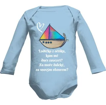 Kojenecký body Dětské body Long s potiskem Lodičko z oříšku, kam mně dnes zavezeš? dětské