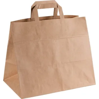 Dárková taška Papírová taška s plochým uchem 320x220x240 mm, kraft, 50 ks