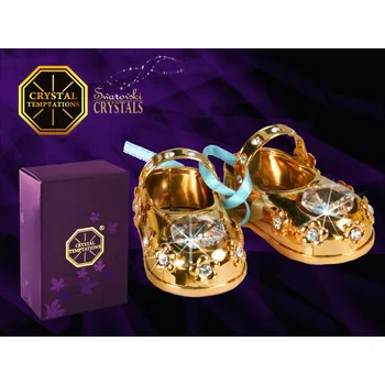 Figurka Designová figurka Chlapecké boty s bílými krystaly v dárkové krabičce - 5,2*2,7 cm