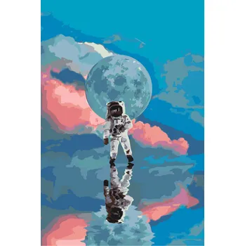 Malování podle čísel - Astronaut v oceánu Velikost: 40x60cm, Rámování: Pouze srolované plátno