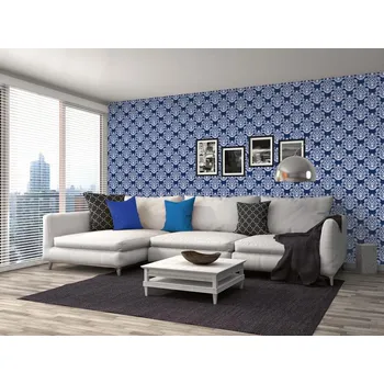 Tapeta DIMEX | Vliesová tapeta na zeď Dimex Line WP-135-01 | 0,75 x 10 m | modrá, bílá + Vliesová tapeta na zeď Dimex Line WP13601 v rozměru 0,75 x 10 m