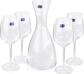 Sklenice Bohemia Crystal Glass Sklenice na víno 4 ks s karafou Giselle 1200 ml