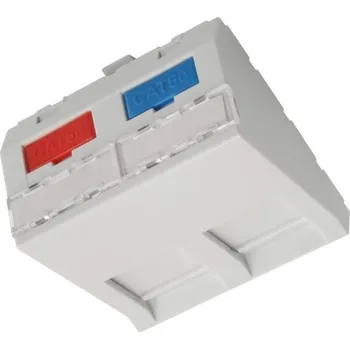 Elektrická zásuvka Modul French style Solarix 45x45mm pro 2 keystony úhlový bílý