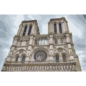 Malování podle čísel - Katedrála Notre-Dame 2 Velikost: 40x60cm, Rámování: Pouze srolované plátno