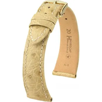 Řemínek na hodinky Kožený řemínek Hirsch Massai Ostrich M 04262190-1, béžový, pštrosí kůže, délka M, Quick Release - 17 mm