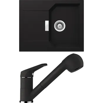 Granitový dřez Set Schock S15-2 (dřez Manhattan D-100XS Onyx + baterie Cosmo.120 Onyx)