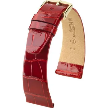 Módní doplněk Kožený řemínek Hirsch Prestige L 02207020-1, červený, aligátoří kůže, délka L, Quick Release - 20 mm