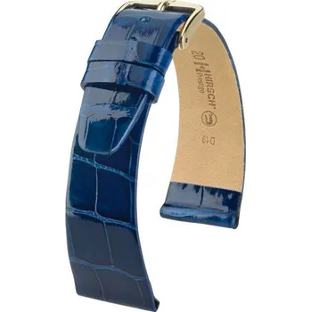 Módní doplněk Kožený řemínek Hirsch Prestige M 02207180-1, modrý, aligátoří kůže, délka M, Quick Release