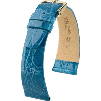 Řemínek na hodinky Kožený řemínek Hirsch Prestige L 02208083-1, modrý, krokodýlí kůže, délka L, Quick Release - 19 mm