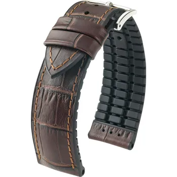 Řemínek na hodinky Kožený řemínek Hirsch Paul L 0925028010-2, hnědý, teletina/přírodní kaučuk, délka L, Quick Release