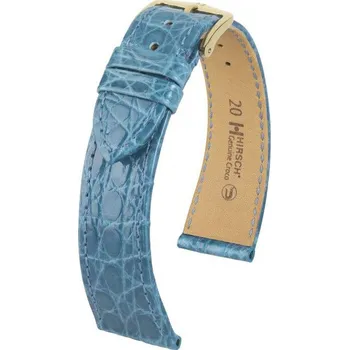 Řemínek na hodinky Kožený řemínek Hirsch Genuine Croco M 01808183-1, modrý, krokodýlí kůže, délka M, Quick Release