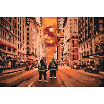 Malování podle čísel - Hasiči Velikost: 40x60cm, Rámování: Pouze srolované plátno