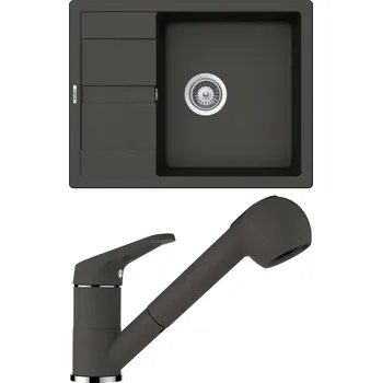 Granitový dřez Set Schock S17-2 (dřez Manhattan D-100 Asphalt + baterie Cosmo.120 Asphalt)