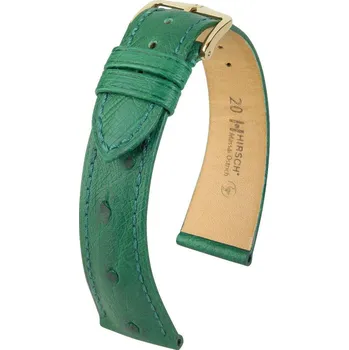 Řemínek na hodinky Kožený řemínek Hirsch Massai Ostrich L 04362040-1, zelený, pštrosí kůže, délka L, Quick Release - 17 mm