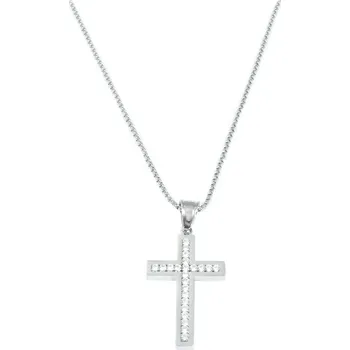 Náhrdelník Náhrdelník Křížek 3,8 cm z chirurgické oceli se zirkony S11041100