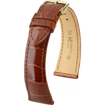 Řemínek na hodinky Kožený řemínek Hirsch London M 04207170-1, hnědý, aligátoří kůže, délka M, Quick Release - 14 mm