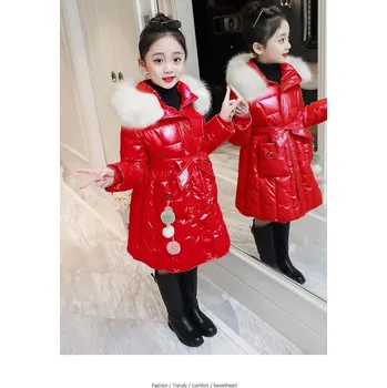 Dívčí bunda Dívčí lesklý nepromokavý kabát (parka) do -30°C Barva: Červená, V E L I K O S T: 170
