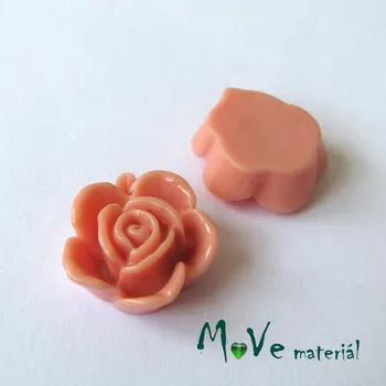 Dětské navlékací korálky Kabošon květ lesklý B5 - resin - 2ks, starorůžový