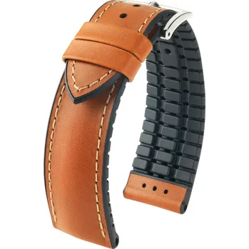 Řemínek na hodinky Kožený řemínek Hirsch James M 0925002170-2, hnědý, teletina/přírodní kaučuk, délka M, Quick Release