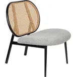 Šedé látkové lounge křeslo ZUIVER SPIKE s ratanovým opěradlem