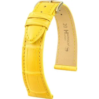 Řemínek na hodinky Kožený řemínek Hirsch London L 04207072-1, žlutý, aligátoří kůže, délka L, Quick Release - 22 mm
