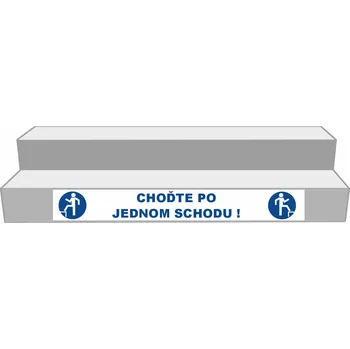 Značení Choďte po jednom schodu samolepka UV tisk 900x110mm