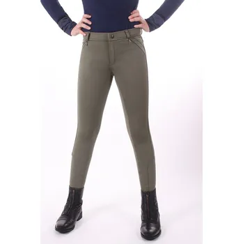 Jezdecké kalhoty QHP Rajtky Scottie QHP, s gripem, zateplené, dětské, olive 176