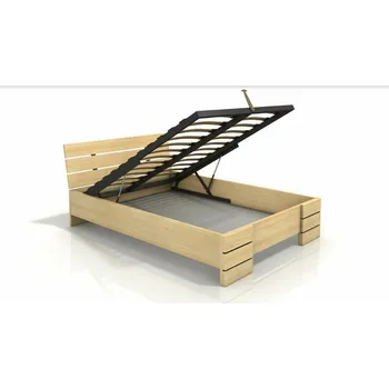Postel Visby Postel s úložným prostorem Sandemo High BC 200x200 cm, borovice masiv (Barva dřeva: Palisandr, Volba roštu: Lamelový rošt)