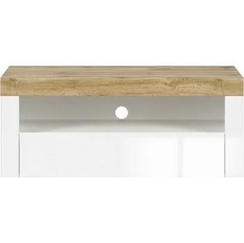 Televizní stolek Brwcz HOLTEN RTV1S bílá/dub wotan/bílý lesk / 1BAL /