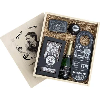 Dárkový potravinový koš Dárková dřevěná bedna – Gentleman