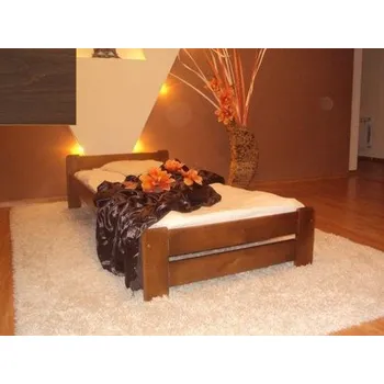 Postel Maxi-Drew Postel z masivu Euro 100x200 cm borovice + rošt (Barva dřeva: Ořech)