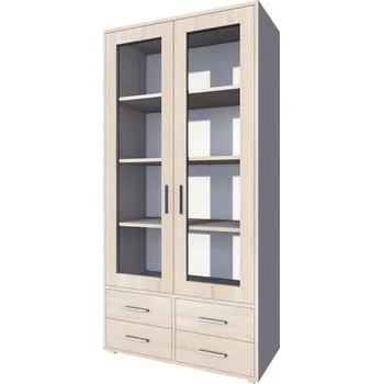 Knihovna Regál prosklený dub sonoma ADAM R11