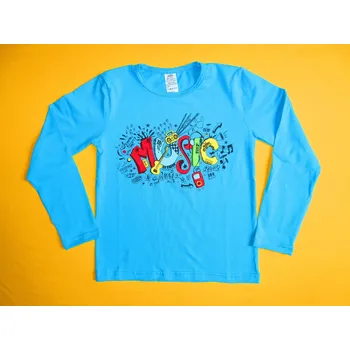 Arex, ČR Tričko dlouhý rukáv Music 2 - vel. 128 Barva: tyrkysově modrá, Velikost: 128