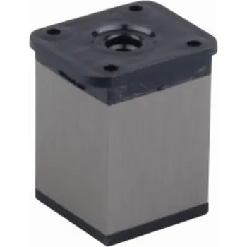 Nábytkové kování Strong Nábytková nožka čtvercová s rektifikací a tmavou přírubou 40 x 100 nerez