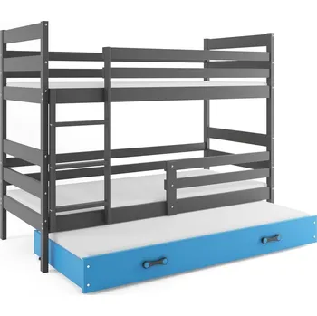 Postel BMS GROUP Patrová postel s přistýlkou ERYK 3 80x160 cm, grafitová/modrá (Volba matrace: Pěnová matrace)