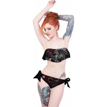 Dámské plavky plavky dámské SPIRAL - DRAGON ROSE - Black - XXL